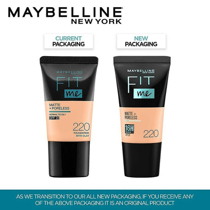 Maybelline New York Fit Me Matte + Poreless Liquid Foundation Normal to Oily Skin - 220 Natural Beige by Dista