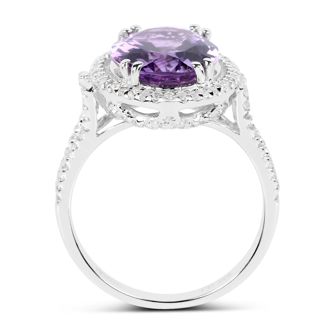 5.55 Carat Genuine Amethyst &amp; White Topaz .925 Sterling Silver Ring