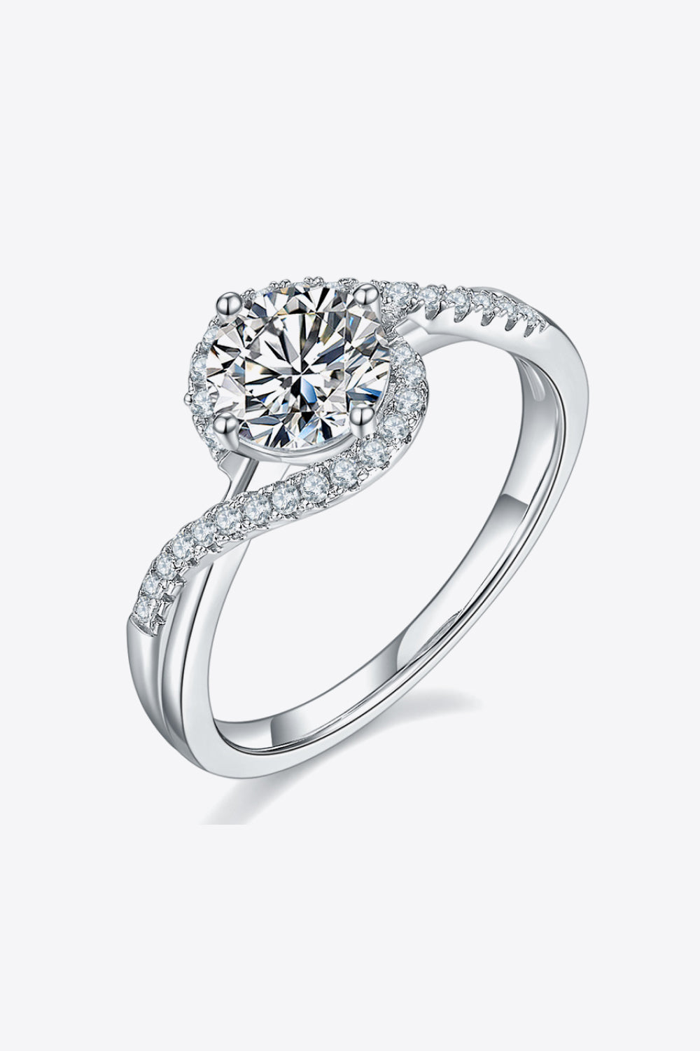 1 Carat Brilliant Round Cut Sparkala™ Crisscross 925 sterling silver Ring by Sparkala