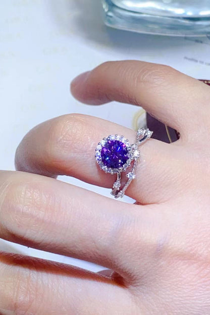 1 Carat Blue Brilliant Round Cut Sparkala™ Platinum Over Pure Sterling Silver Ring (Blue Or Purple) by Sparkala