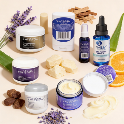 Ultimate Foot &amp; Body Care Bundle – Foot Butter Creams, Body Butter, Heel Balm, Cooling Spray, Nail Repair &amp; Bath Soap by Foot Butter by Dr Ron