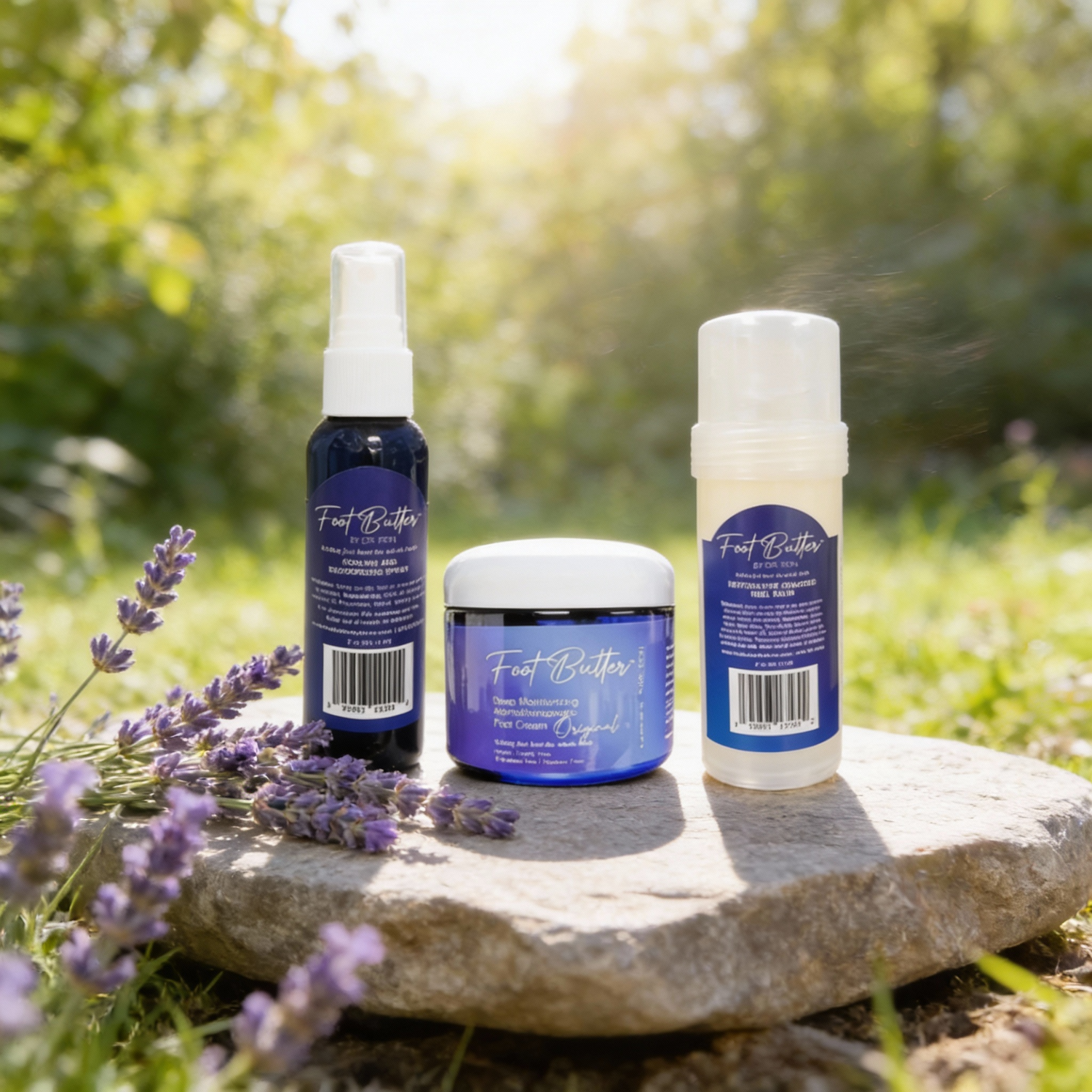 Foot Care Bundle – Lavender Jasmine Foot Butter, Cracked Heel Balm, Cooling Spray &amp; Pumice Scrubber by Foot Butter by Dr Ron