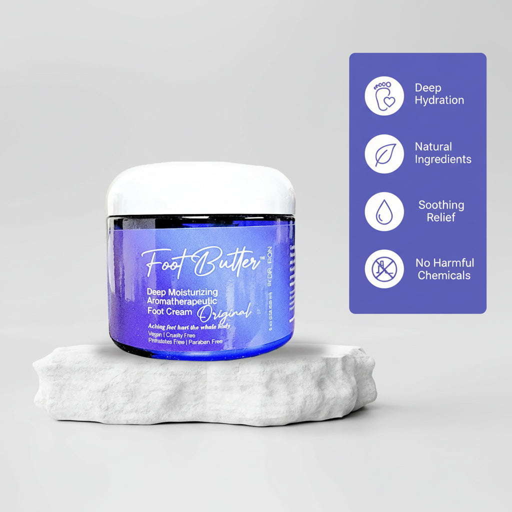 Foot Care Bundle – Lavender Jasmine Foot Butter, Cracked Heel Balm, Cooling Spray &amp; Pumice Scrubber by Foot Butter by Dr Ron