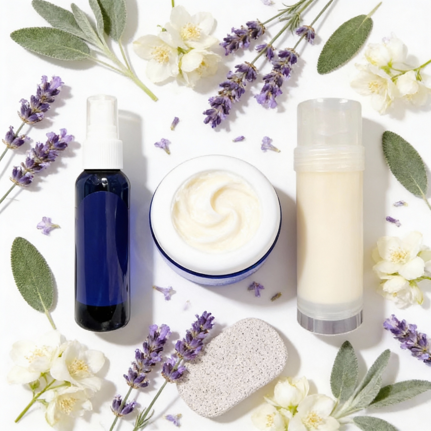 Foot Care Bundle – Lavender Jasmine Foot Butter, Cracked Heel Balm, Cooling Spray &amp; Pumice Scrubber by Foot Butter by Dr Ron