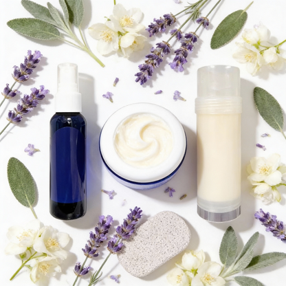 Foot Care Bundle – Lavender Jasmine Foot Butter, Cracked Heel Balm, Cooling Spray &amp; Pumice Scrubber by Foot Butter by Dr Ron