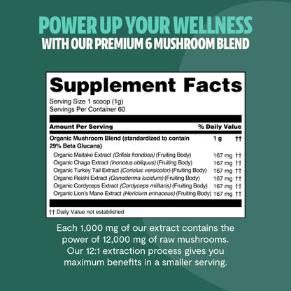 Organic Mushroom Extract Powder Blend by FreshCap Mushrooms