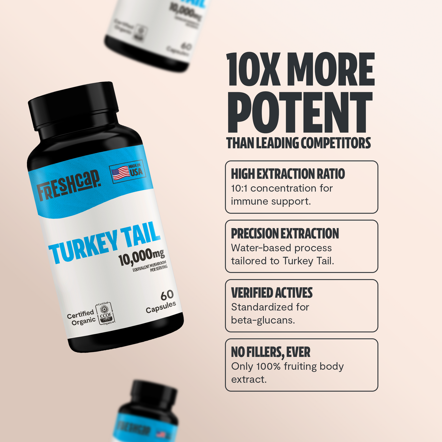 Organic Turkey Tail Mushroom Capsules by FreshCap Mushrooms
