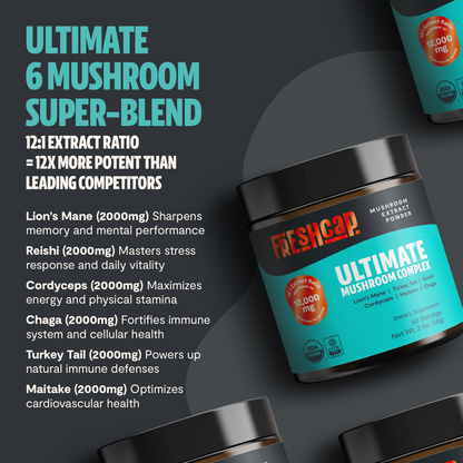 Organic Mushroom Extract Powder Blend by FreshCap Mushrooms