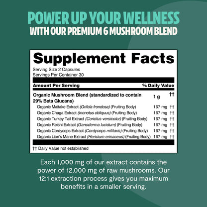 Organic Mushroom Complex Supplement Capsules by FreshCap Mushrooms