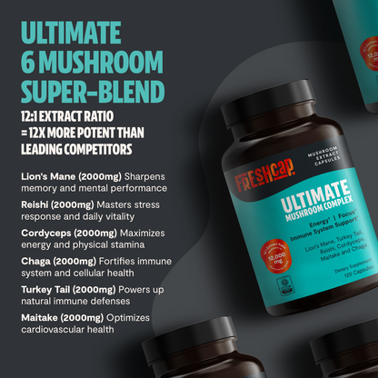 Organic Mushroom Complex Supplement Capsules by FreshCap Mushrooms