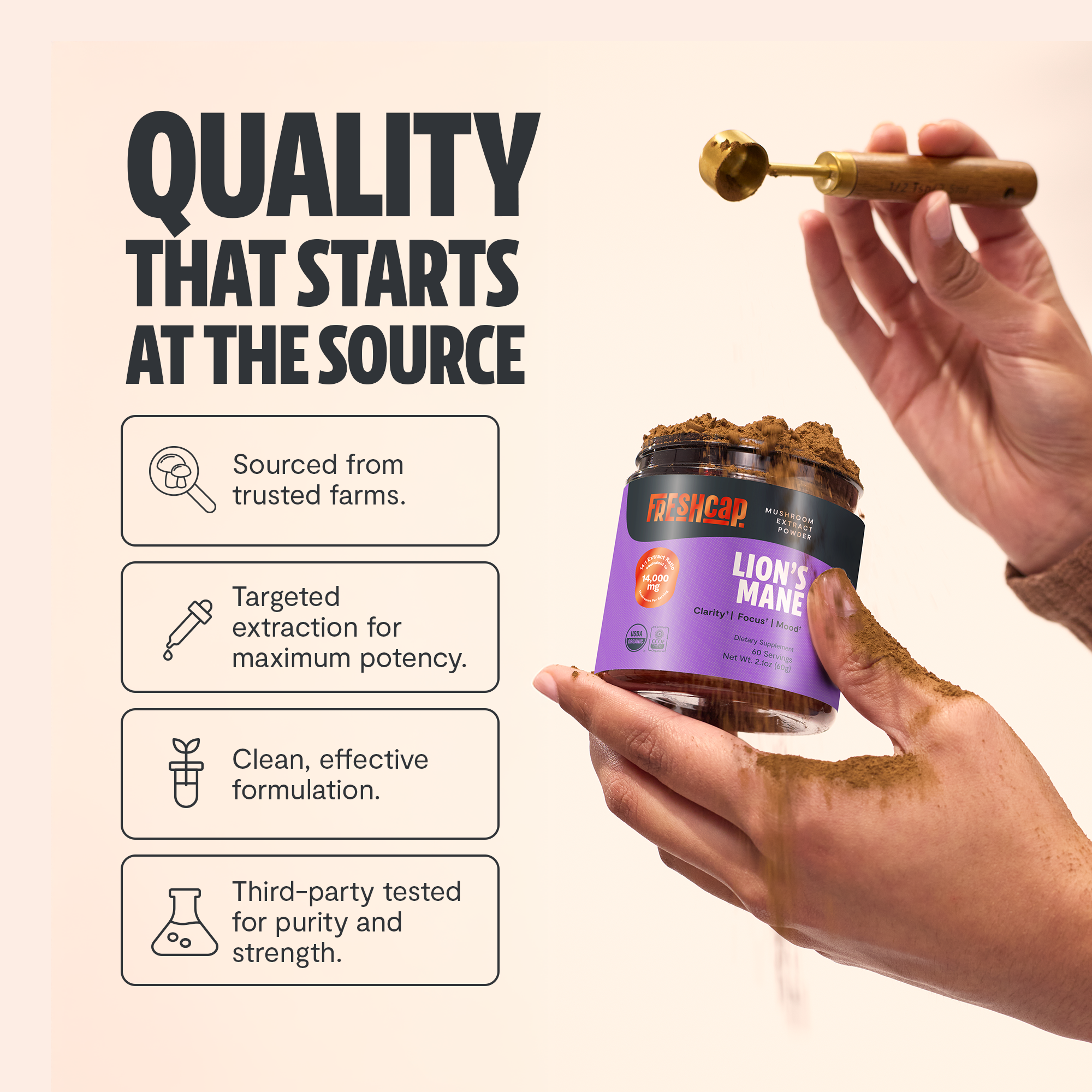 Organic Lion’s Mane Mushroom Powder by FreshCap Mushrooms