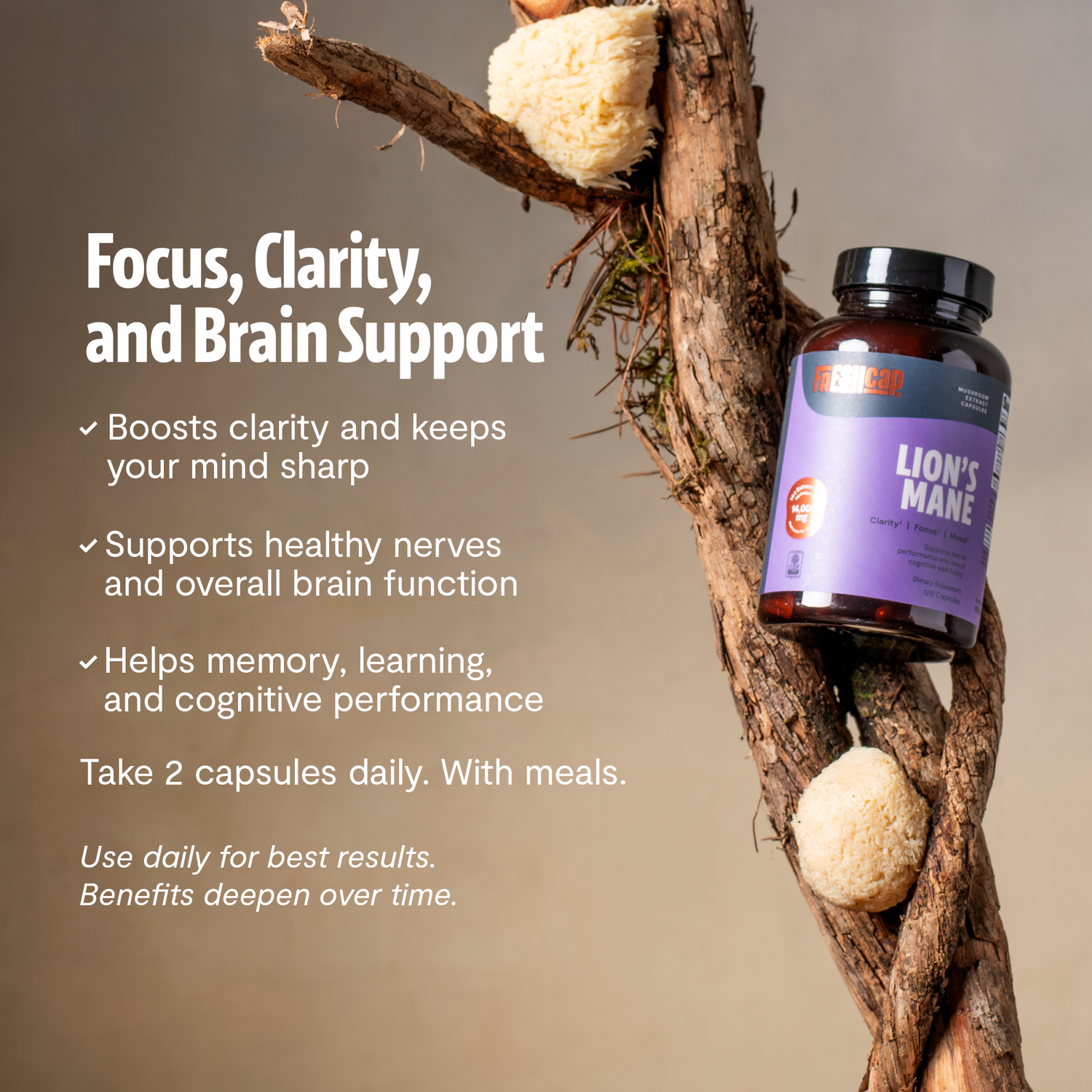 Organic Lion’s Mane Capsules by FreshCap Mushrooms