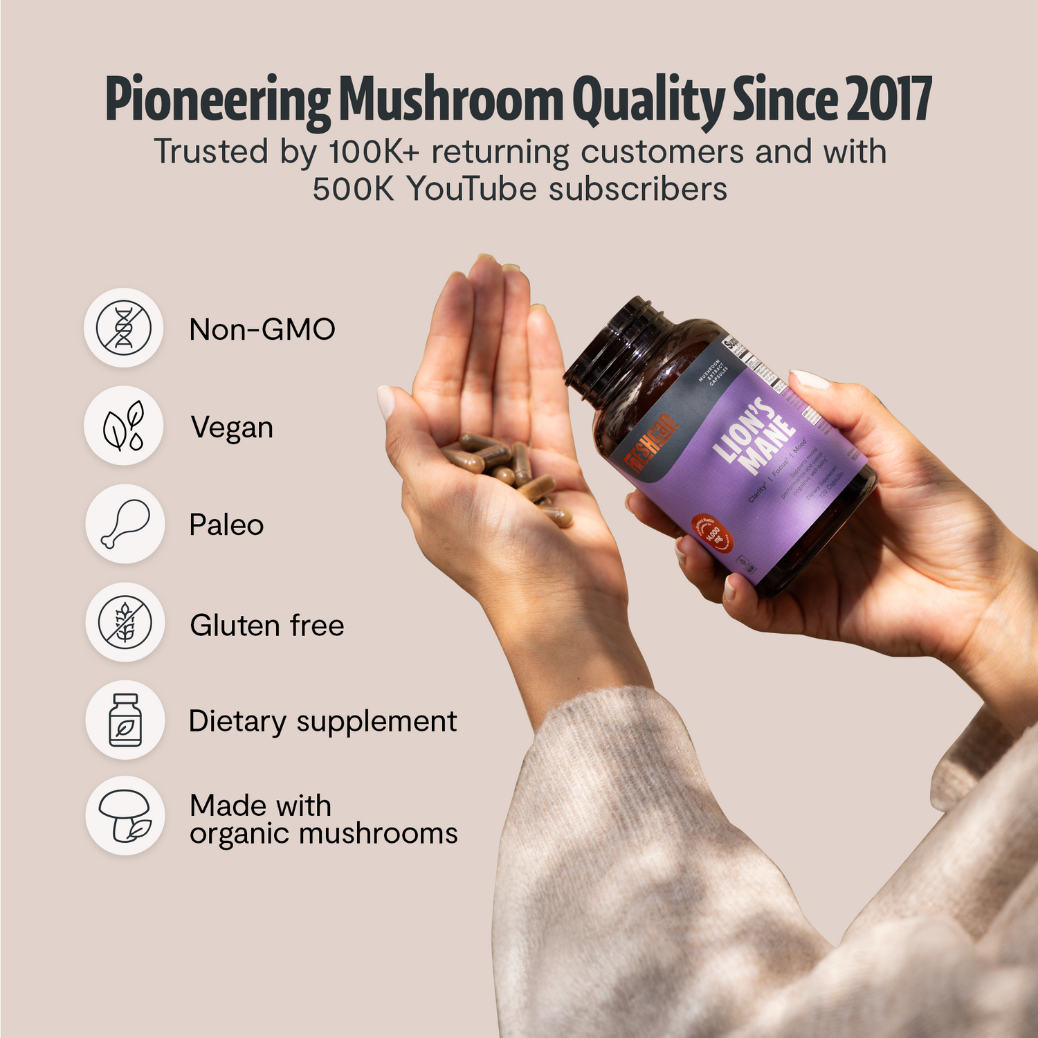 Organic Lion’s Mane Capsules by FreshCap Mushrooms