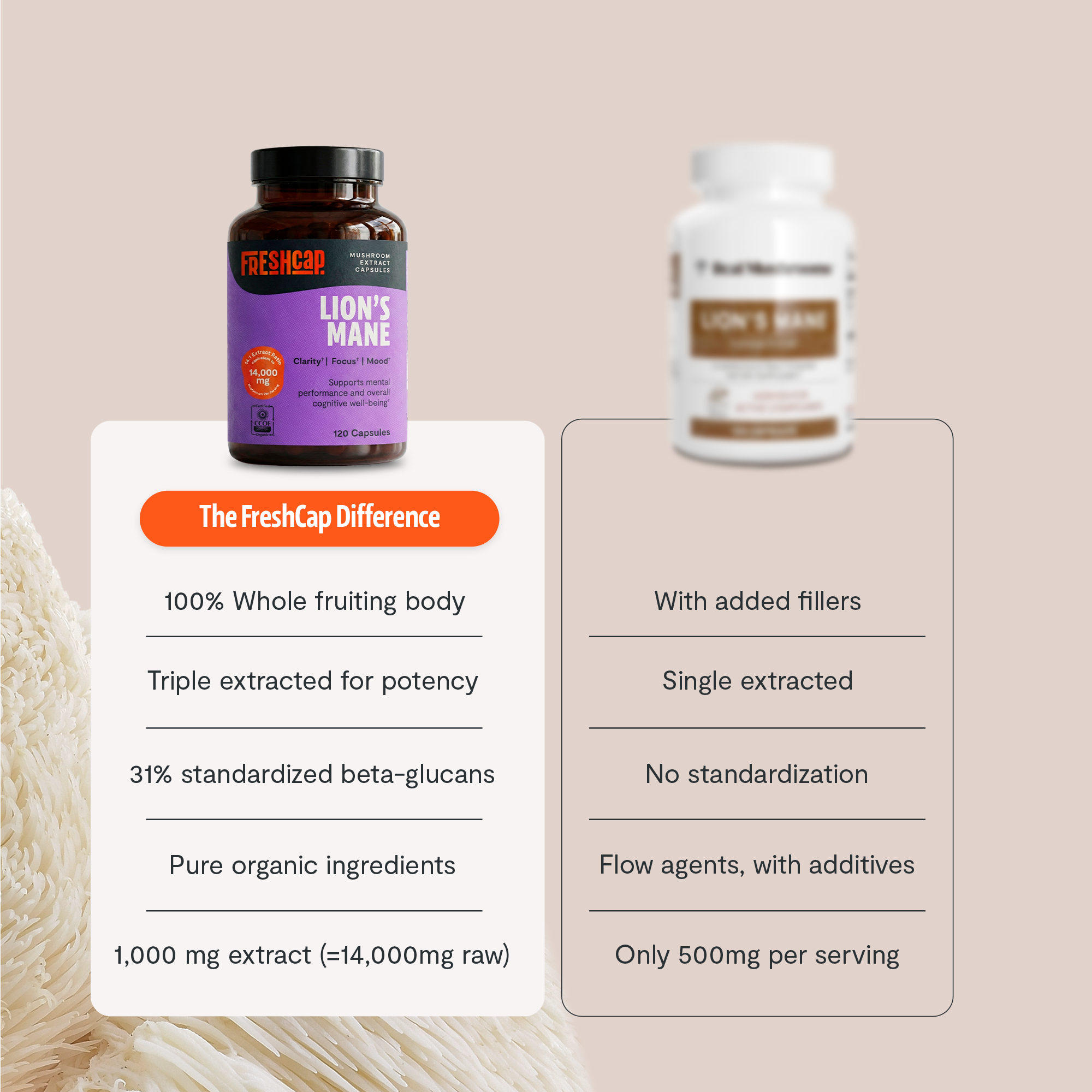 Organic Lion’s Mane Capsules by FreshCap Mushrooms