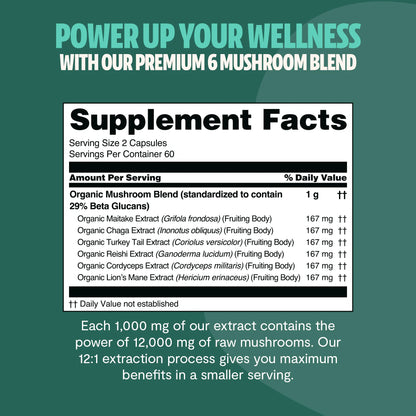 Organic Mushroom Complex Supplement Capsules by FreshCap Mushrooms