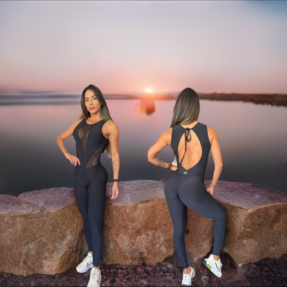 SCRUNCH BOOTY BLACK WAVE AND MASH SEXY JUMPSUIT by Iris Fitness Online
