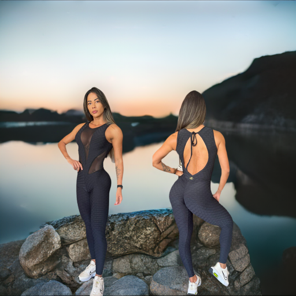 SCRUNCH BOOTY BLACK WAVE AND MASH SEXY JUMPSUIT by Iris Fitness Online