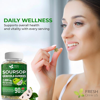 Premium 90 Soursop Graviola Gummies by FreshDrinkUS - Natural and Premium Herbal Tea