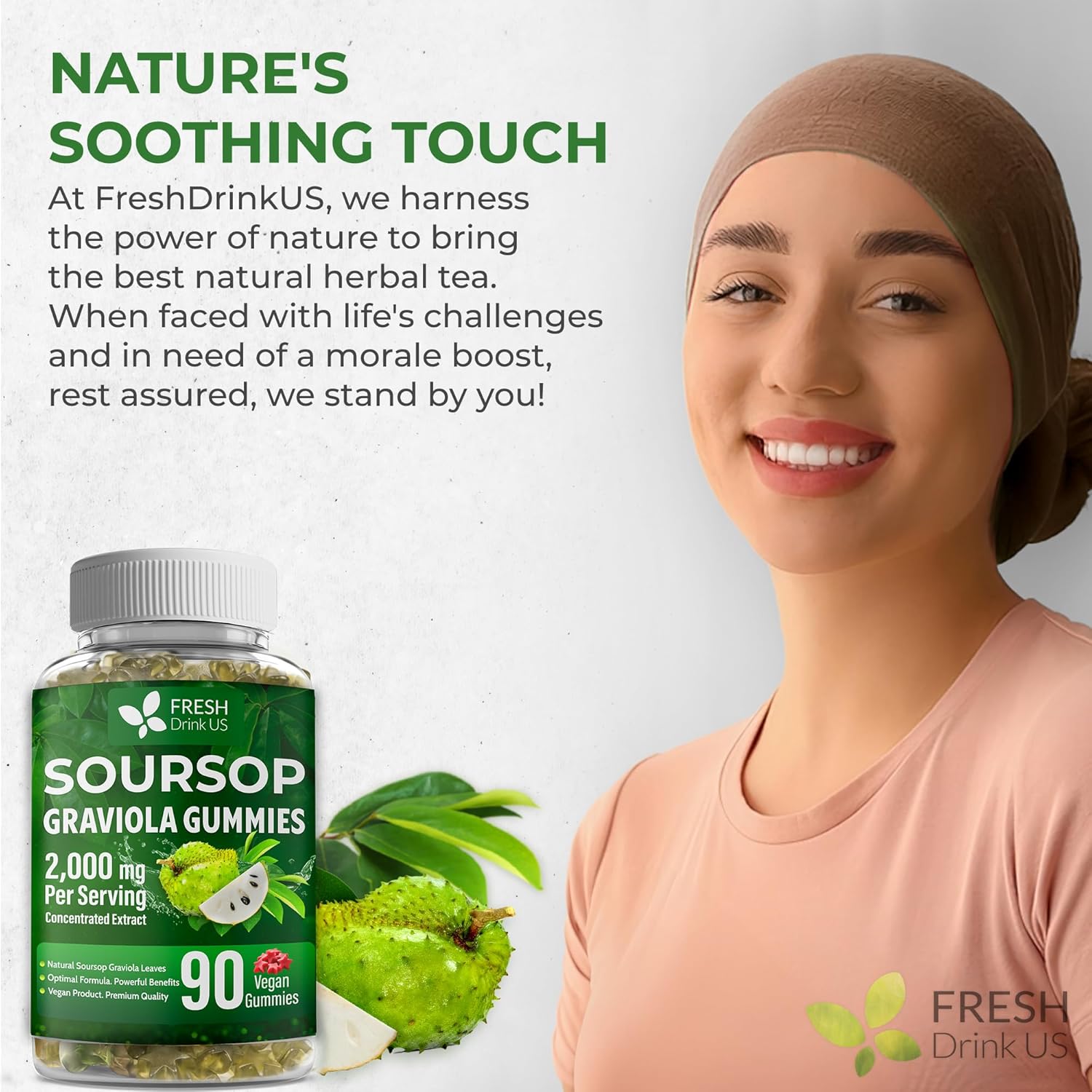 Premium 90 Soursop Graviola Gummies by FreshDrinkUS - Natural and Premium Herbal Tea