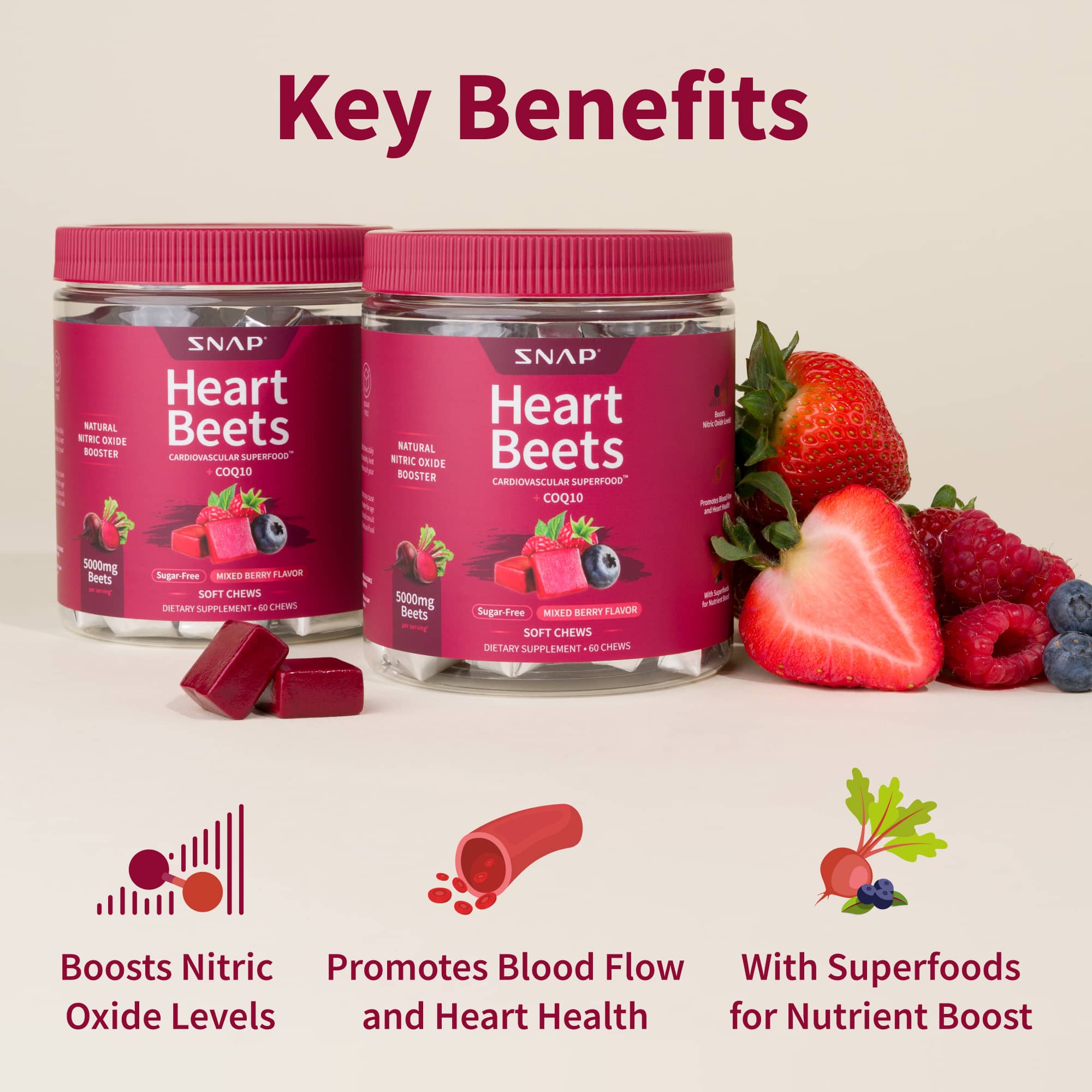 Heart Beets Chews - Buy 2, Get 1 FREE! by Snap Supplements