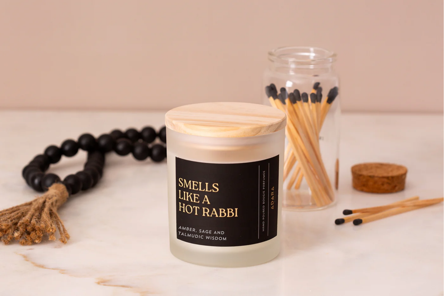 Smells Like A Hot Rabbi: Amber, Sage and Talmudic Wisdom Scented Candle by Adara Rituals