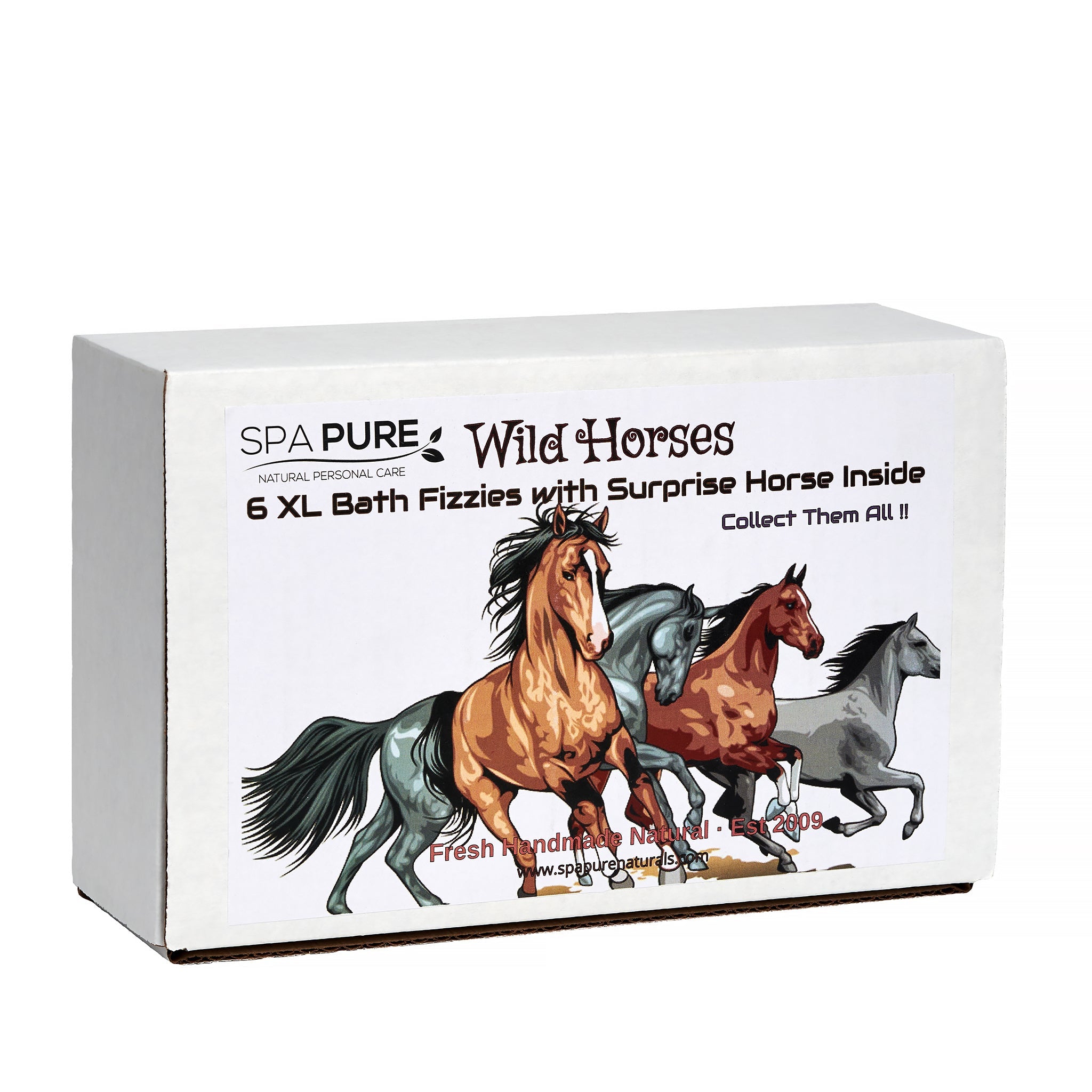 Spa Pure WILD HORSES Bath Bombs: for kids with 6 XL bath bombs with surprise horses inside, U.S.A. Made, Handmade, natural ingredients by Spa Pure