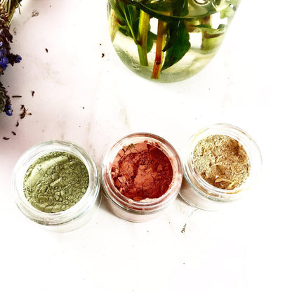 Clay Face Mask Trio Rose Clay French Green Clay Kaolin Clay Turmeric Kelp Calendula by Butter Me Up Organics