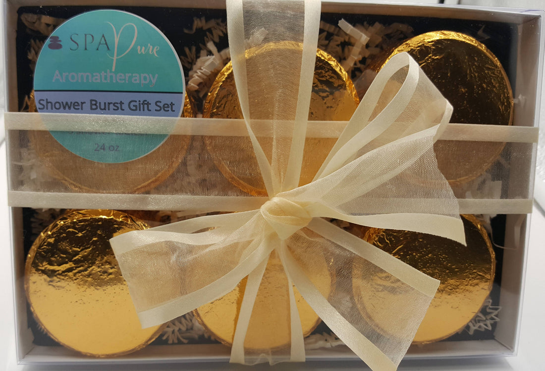 Gift Set with 6 Aromatherapy Shower Tablets - Best Sellers - 100% Essential Oil Blends by Spa Pure