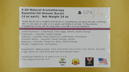 Gift Set with 6 Aromatherapy Shower Tablets - Wildberry - 100% Essential Oil Blends "SERENE" by Spa Pure