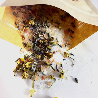 Calming Bath Salts / Detox / Relaxation / Lavender &amp; Chamomile / Essential Oils / Organic Herbs / Herbal Bath Salts for Relaxation Stress by Butter Me Up Organics
