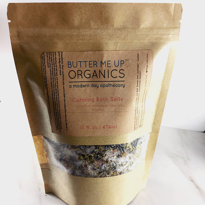 Calming Bath Salts / Detox / Relaxation / Lavender &amp; Chamomile / Essential Oils / Organic Herbs / Herbal Bath Salts for Relaxation Stress by Butter Me Up Organics