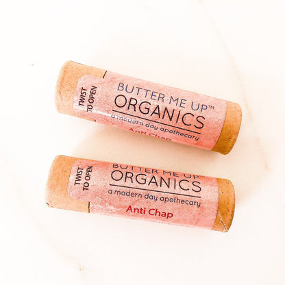 Organic Anti-Chap Lip Balm / Chapped Lips / Organic Lip Moisturizer / PAPERBOARD Tube by Butter Me Up Organics