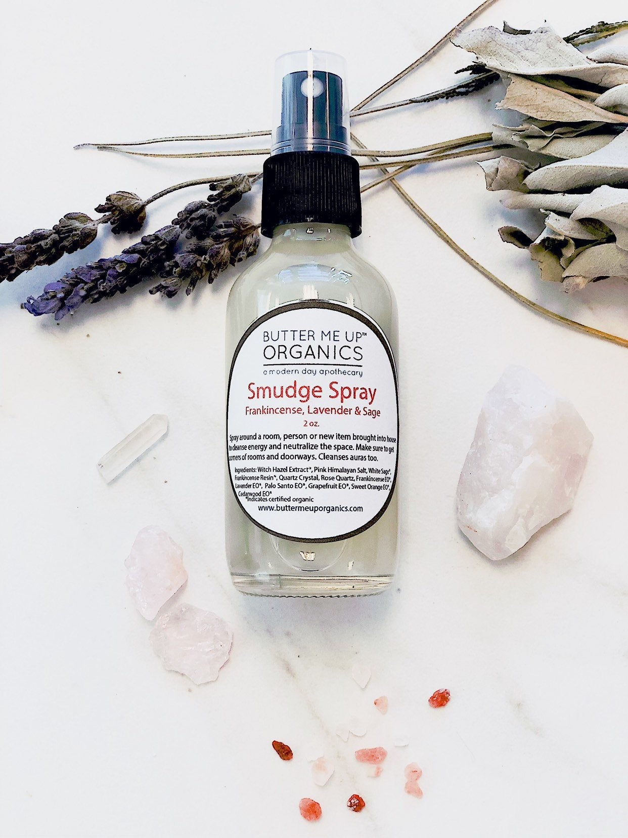 Organic Energy Cleansing Spray / Smudge Spray / Space Clearing / Energy Cleansing / Aura Cleansing / Purifying / Cleanse Negative Energy / by Butter Me Up Organics