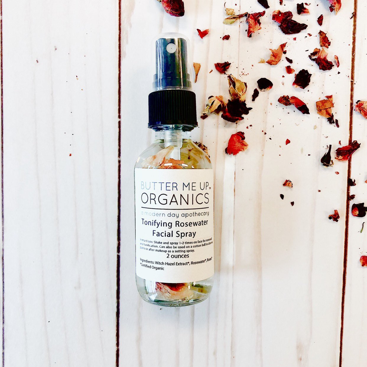 Organic Rosewater Toner / Facial Mist / Makeup Setting Spray / Organic Rosewater / Organic Toner / Organic Setting Spray by Butter Me Up Organics