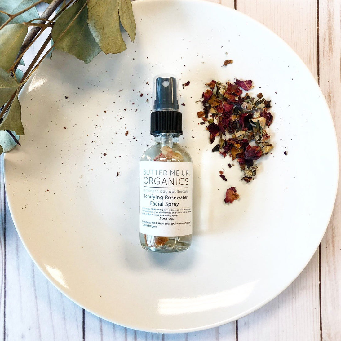 Organic Rosewater Toner / Facial Mist / Makeup Setting Spray / Organic Rosewater / Organic Toner / Organic Setting Spray by Butter Me Up Organics