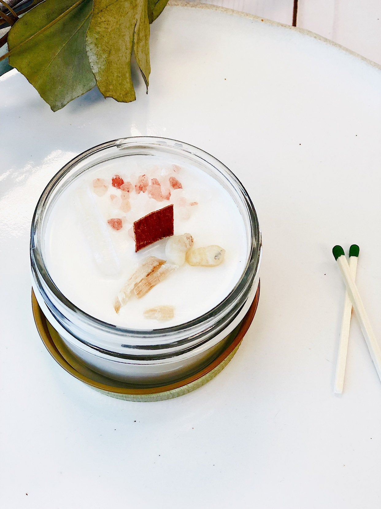 Space Clearing Candle/ Intention Candle / Organic Soy Candle / Candle with Crystals / Cleansing Candle by Butter Me Up Organics