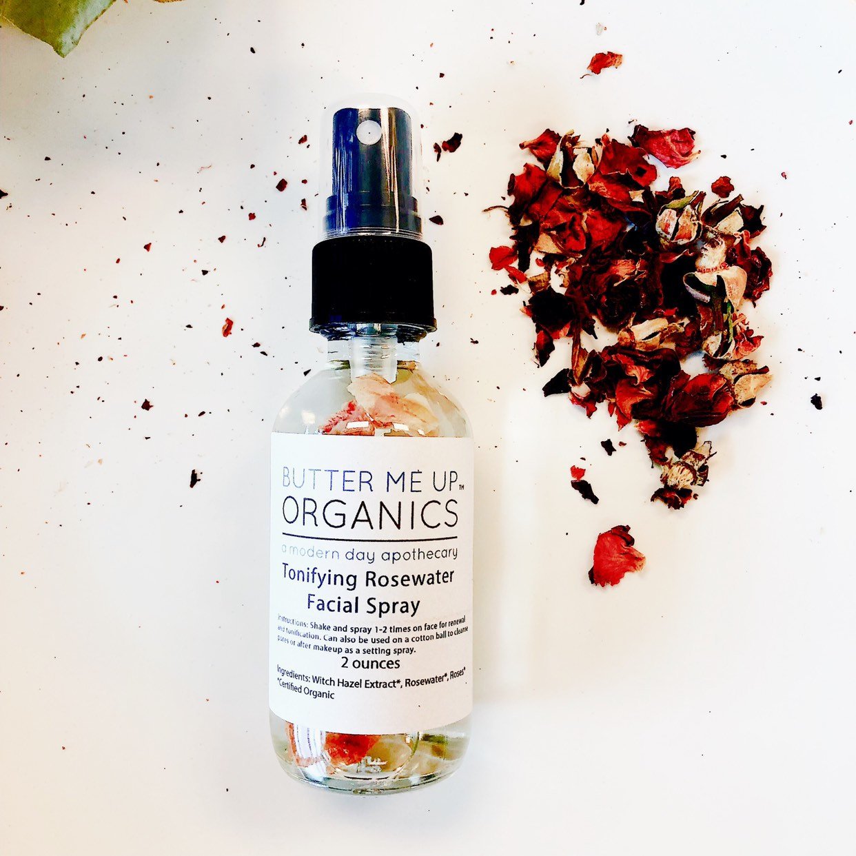 Organic Rosewater Toner / Facial Mist / Makeup Setting Spray / Organic Rosewater / Organic Toner / Organic Setting Spray by Butter Me Up Organics