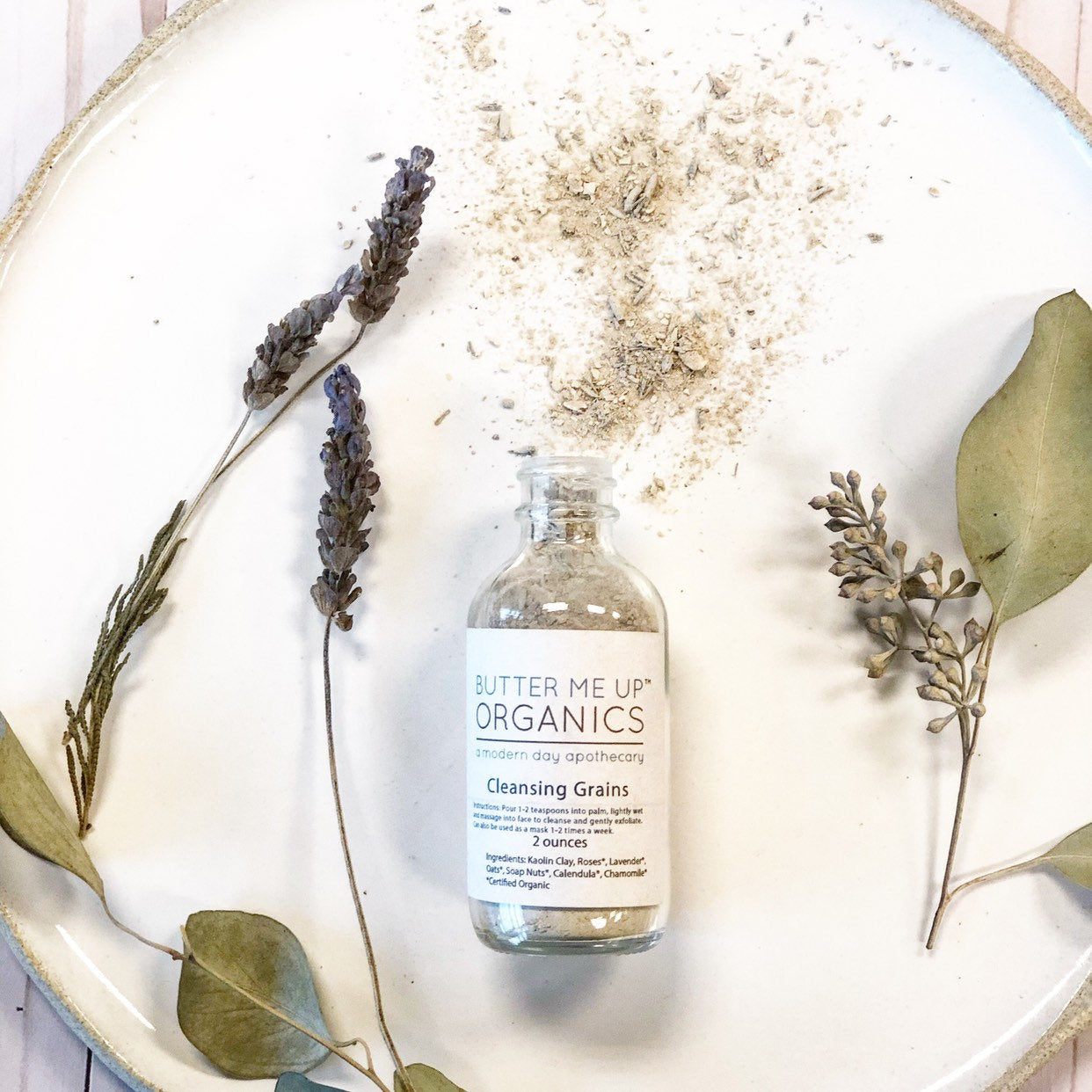 Cleansing Grains / organic Face Scrub / Facial Wash / Exfoliant / Exfoliate by Butter Me Up Organics