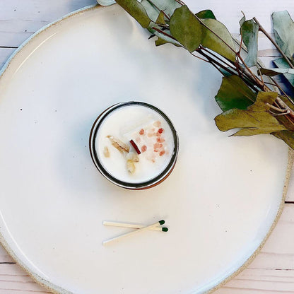 Space Clearing Candle/ Intention Candle / Organic Soy Candle / Candle with Crystals / Cleansing Candle by Butter Me Up Organics