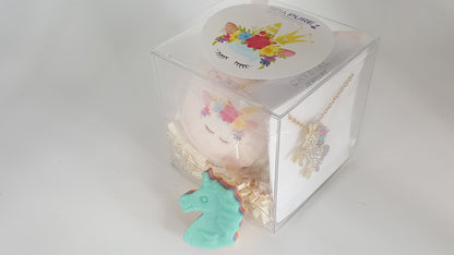 Crystal Unicorn Bath Bomb for Girls with Crystal Necklace gift, Surprise Glitter Ring, Gift Idea, Back to School, Rhinestones, rainbow by Spa Pure