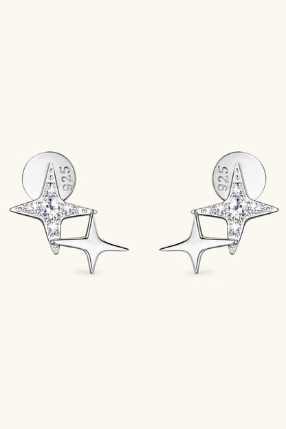 Sparkala™ Platinum-Plated 925 Sterling Silver Star Shape Earrings by Sparkala