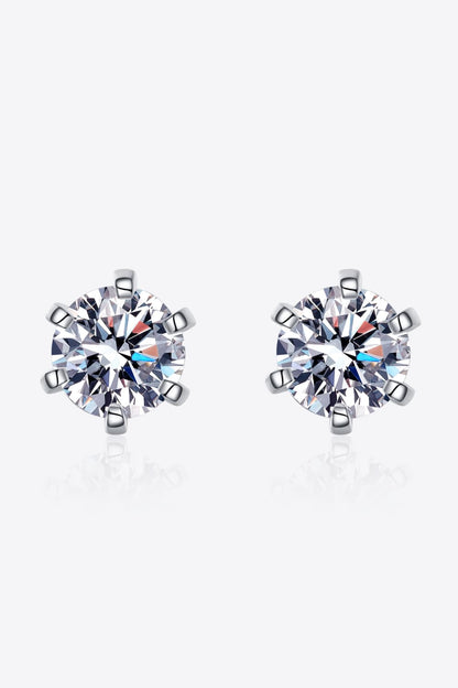 1 Carat Sparkala™ Rhodium-Plated Stud Earrings by Sparkala