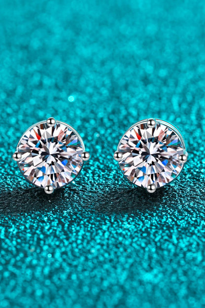 2 Carat Sparkala™ Rhodium-Plated Stud Earrings by Sparkala