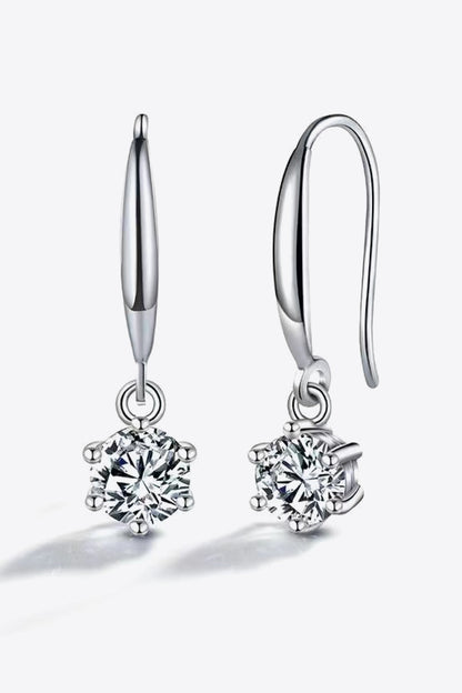 2 Carat Sparkala™ 6-Prong Drop Earrings (Platinum-Plated Fine Silver) by Sparkala