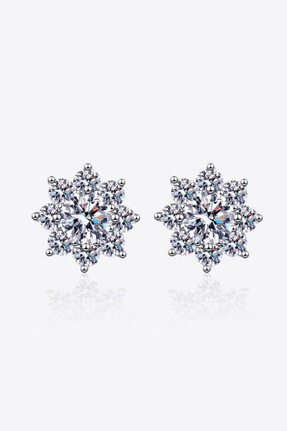 1 Carat Sparkala™ 925 Sterling Silver Flower Earrings by Sparkala