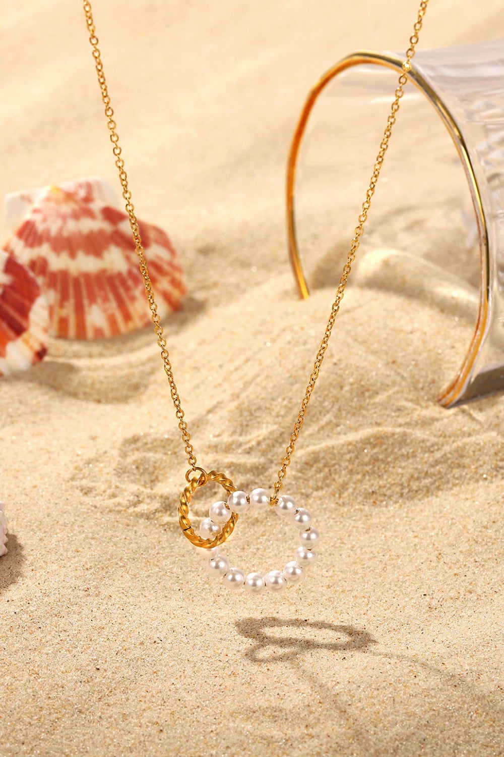 Pearl Hoop Link Pendant Necklace by Sparkala