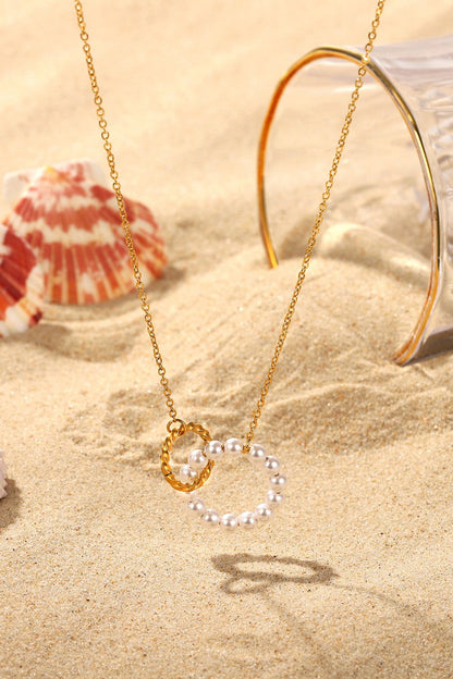 Pearl Hoop Link Pendant Necklace by Sparkala