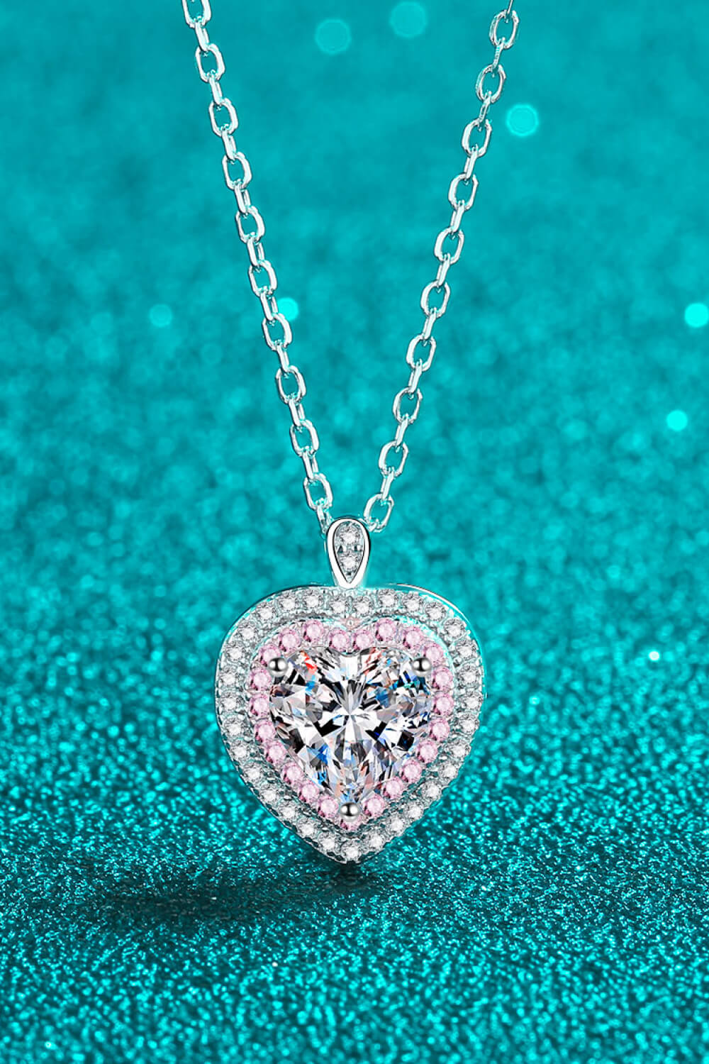 Rhodium-Plated Pure Sterling Silver 1 Carat Sparkala™ Heart Pendant Necklace by Sparkala