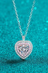 Rhodium-Plated Pure Sterling Silver 1 Carat Sparkala™ Heart Pendant Necklace by Sparkala