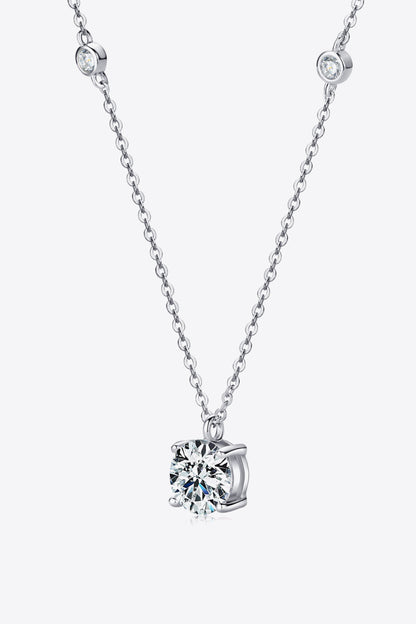 2 Carat Sparkala™ 4-Prong 925 Sterling Silver Necklace (Platinum-Plated Fine Silver) by Sparkala